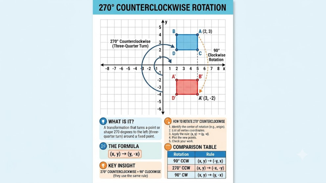 270 Counterclockwise Rotation: Simple Rule & Examples