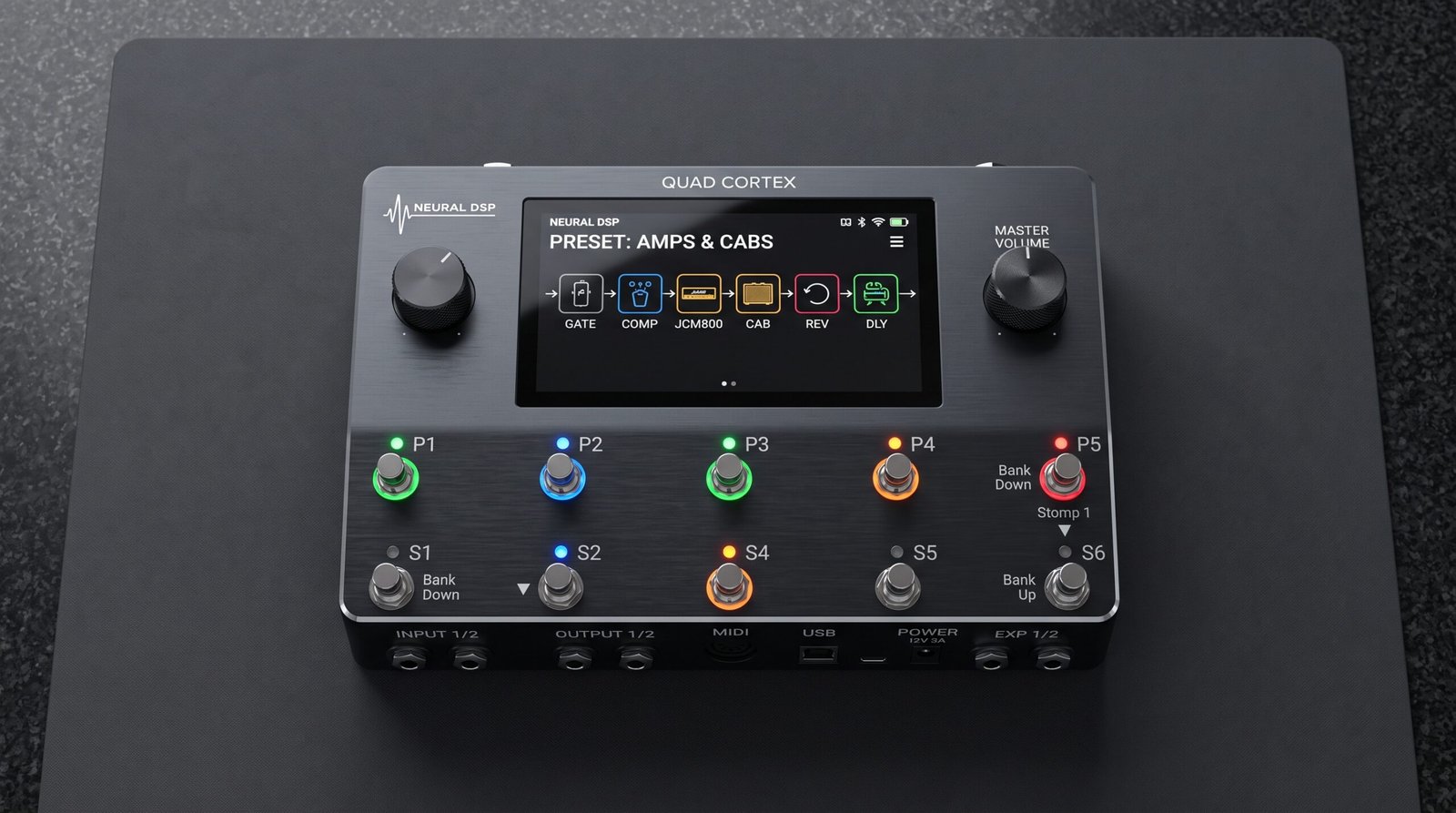 Neural DSP Quad Cortex floor modeler front view 2024